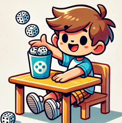 Et barn med et raflebæger